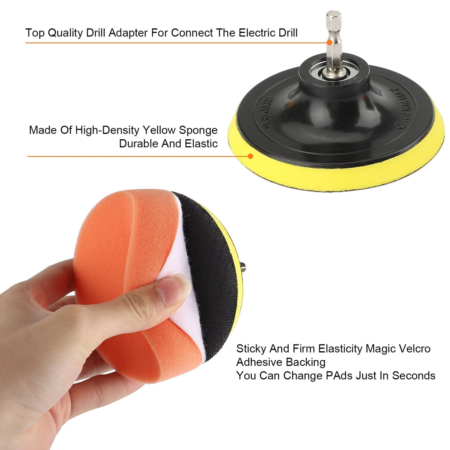 12pcs Drill Brush Car Detailing Kit, TSV Car Wheel Tire Cleaning Brush Set, Wheels Brush, Rim Brush, Scrubing Brush Pad Sponge Kit for Car Waxing, Polishing, Tile