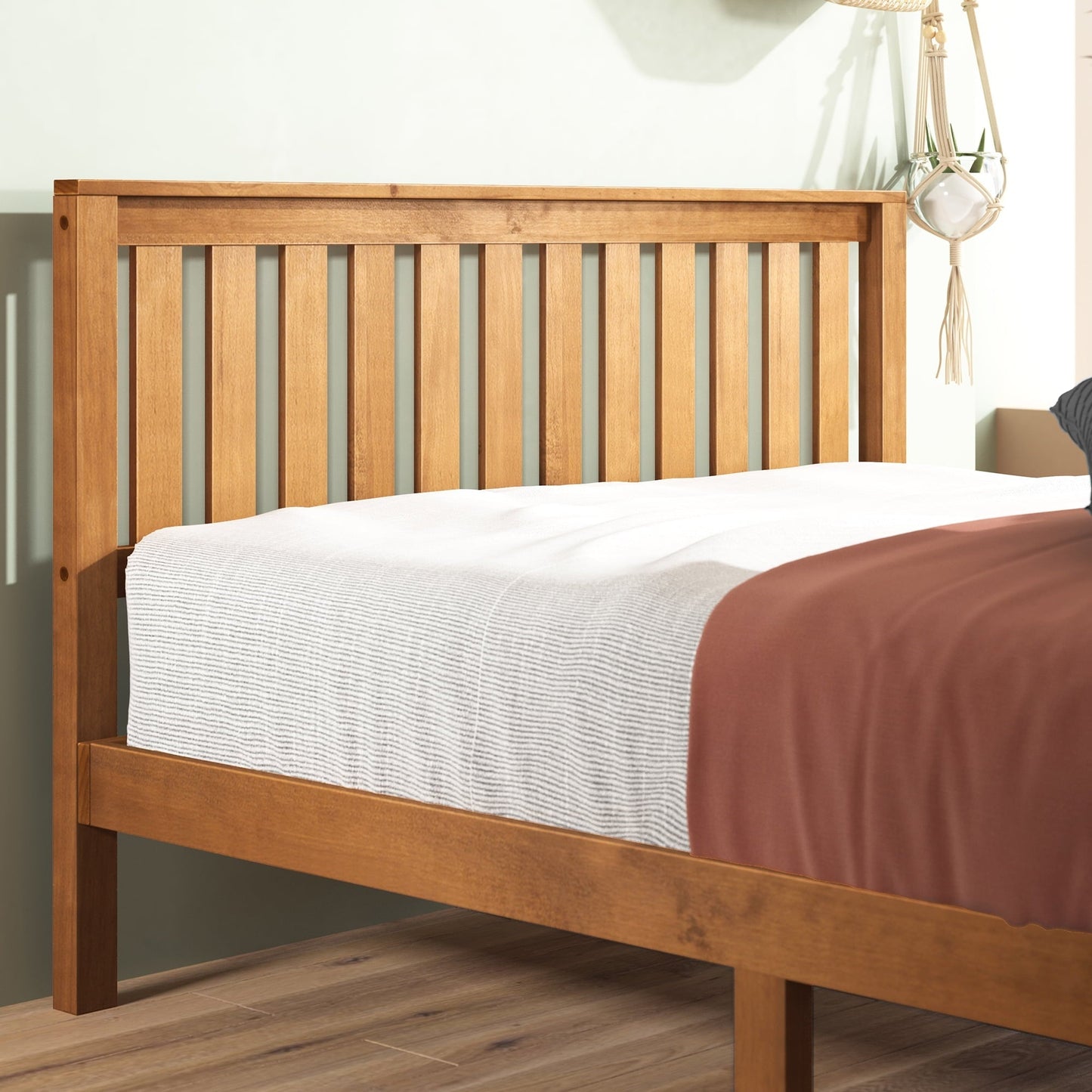 Zinus Alexia 37" Wood Platform Bed with Headboard, Rustic Pine, Full