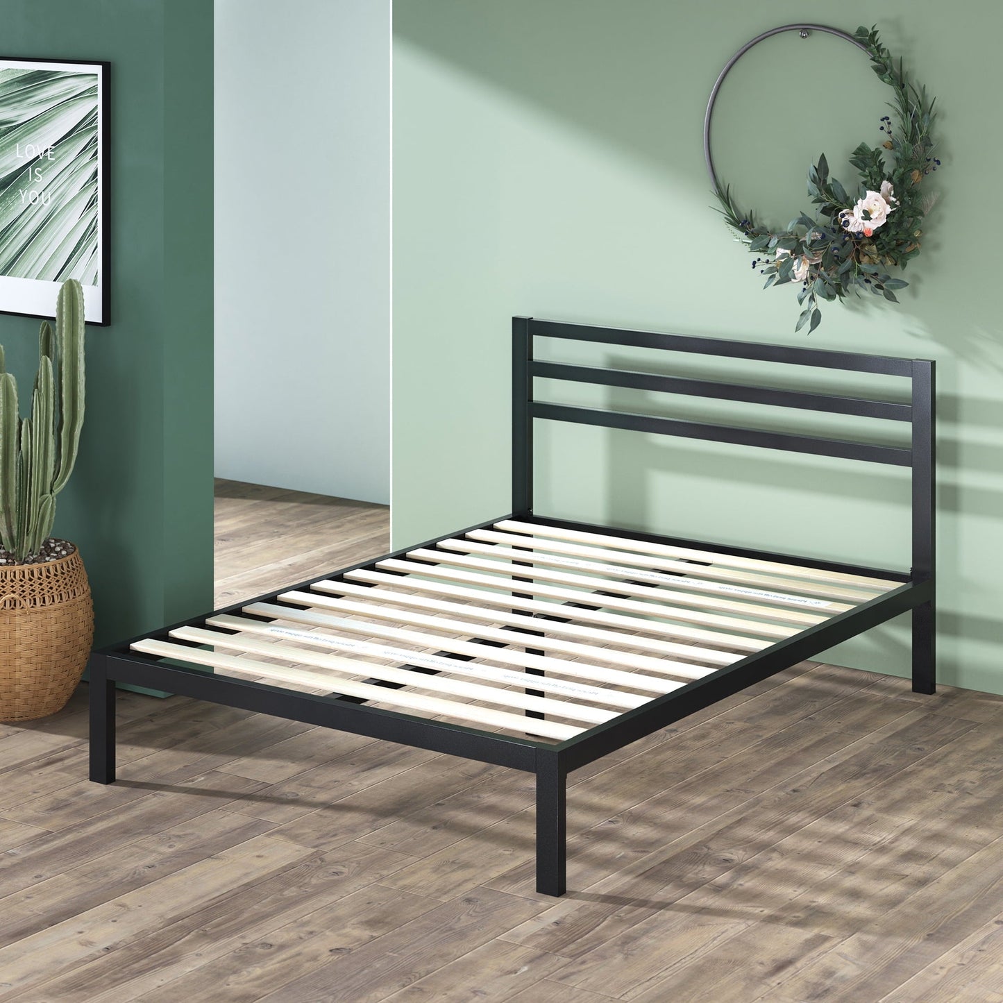 Zinus Mia 38" Metal Platform Bed Frame with Headboard, Queen