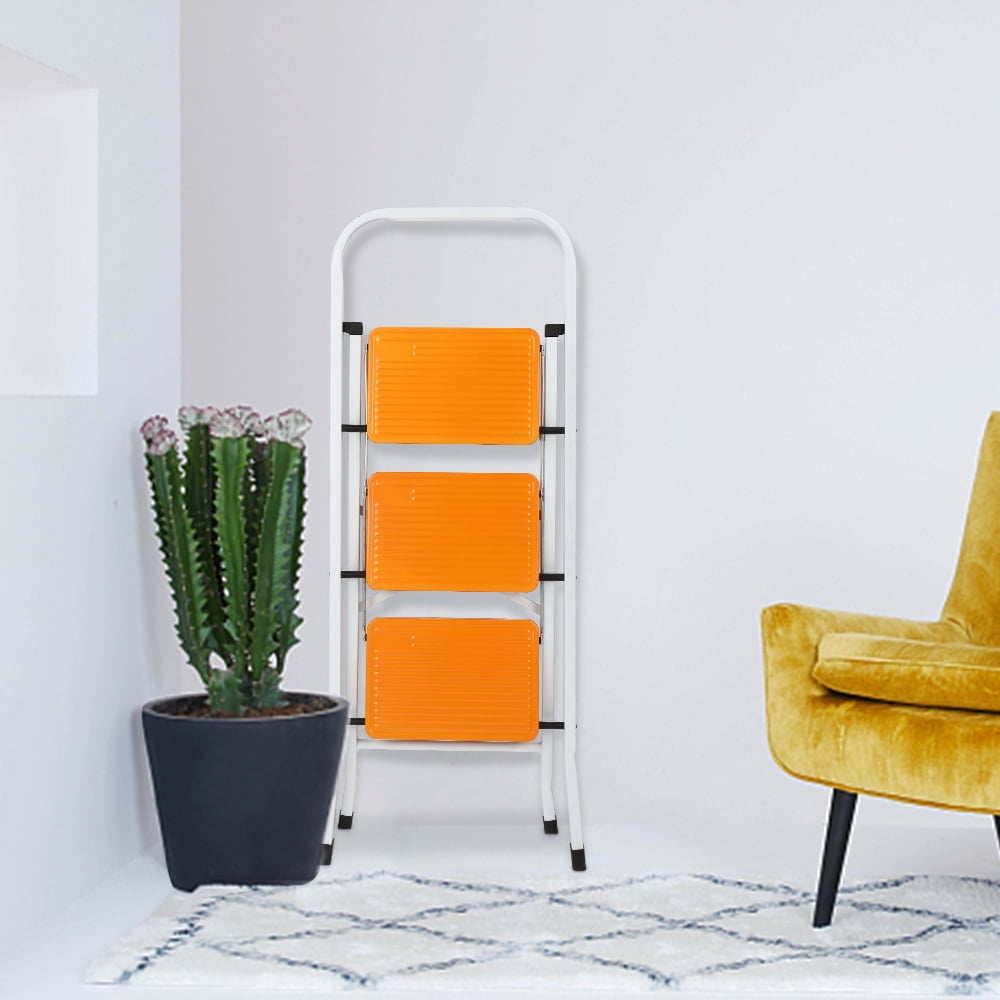 Zimtown Steel 3 Step Ladder, Folding Step Stool, for Household and Office Use, 330lbs