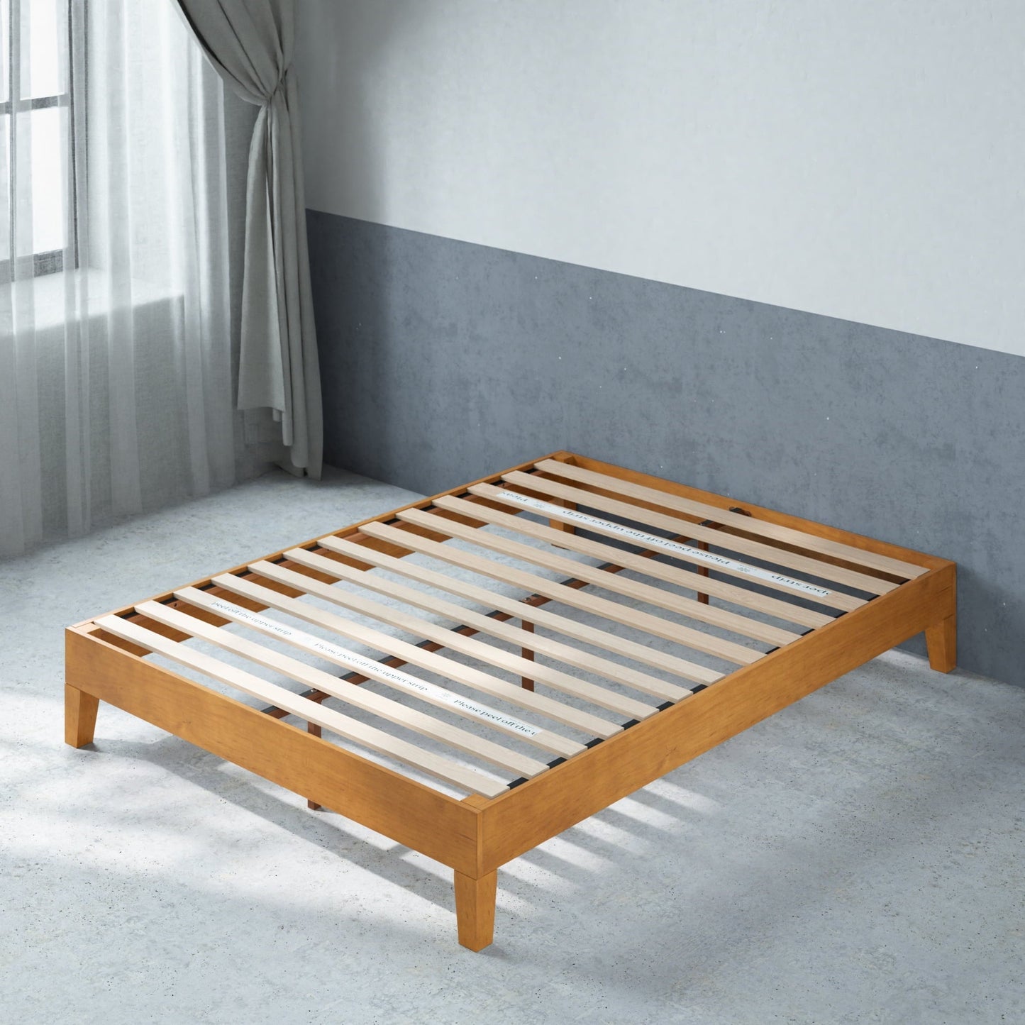 Zinus Alexia 12" Deluxe Wood Platform Bed Frame, Rustic Pine, Queen
