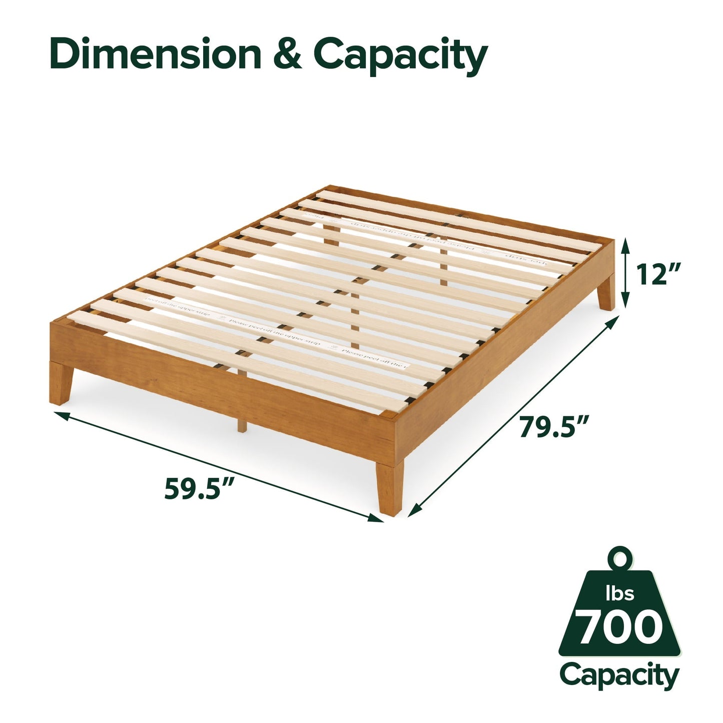 Zinus Alexia 12" Deluxe Wood Platform Bed Frame, Rustic Pine, Queen