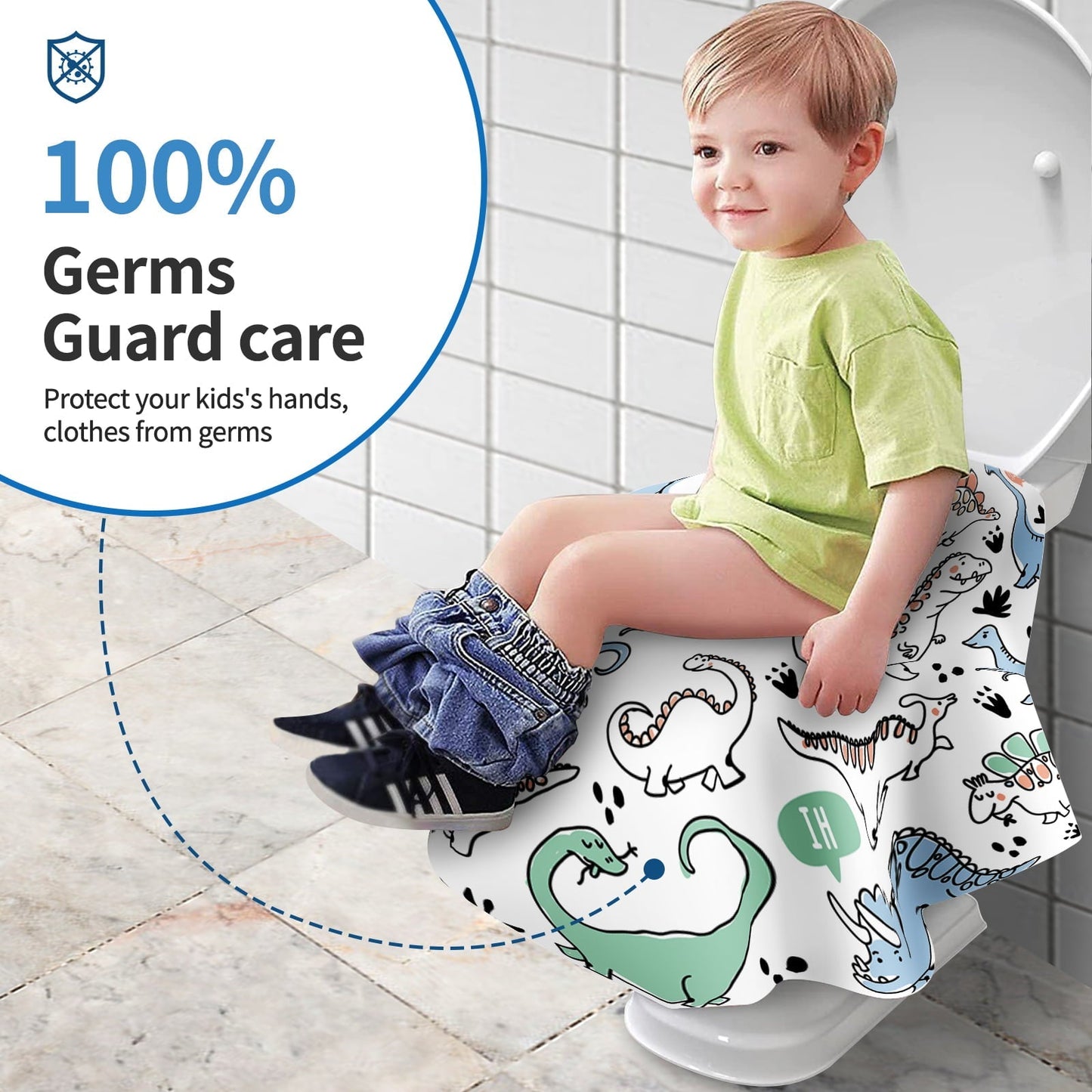 YIHATA Disposable Toilet Seat Covers - 20 Pack - Waterproof, Ideal for Kids and Adults â Extra Large, Individually Wrapped for Travel, Toddlers Potty Training in Public Restrooms (Dinosaurs)