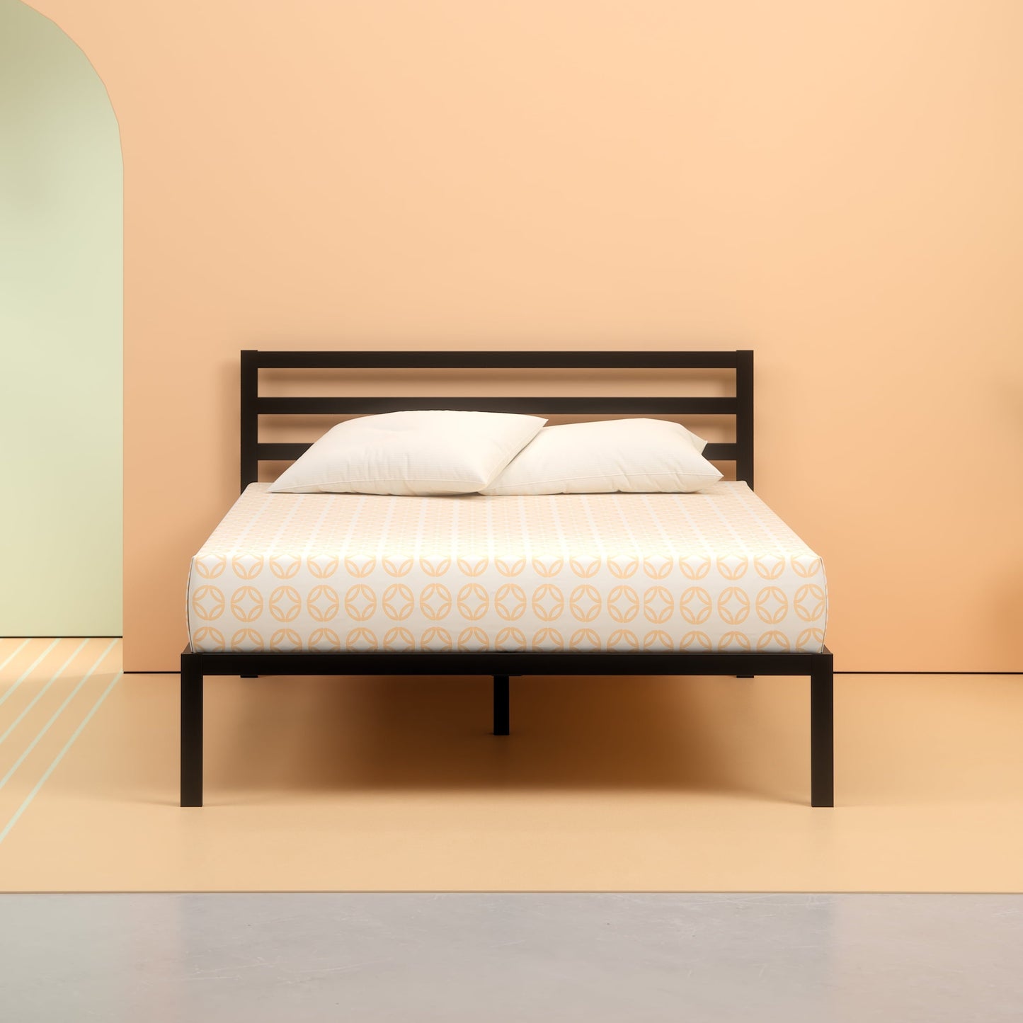 Zinus Mia 38" Metal Platform Bed Frame with Headboard, Queen