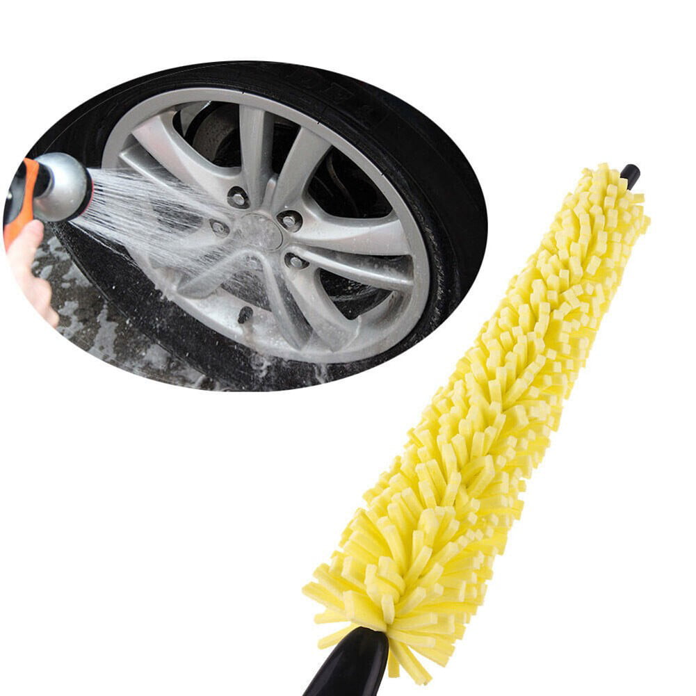 1X Yellow Sponge Car Auto Wheel Hub Brush Tire Tyre Rim Cleaner Tool Accessories