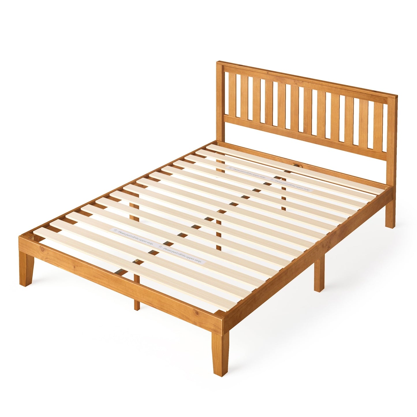 Zinus Alexia 37" Wood Platform Bed with Headboard, Rustic Pine, Full