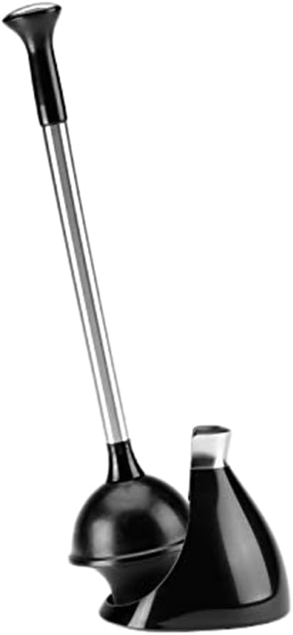 Toilet Plunger and Caddy Stainless Steel. Black