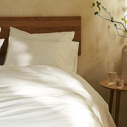 Organic Cotton Duvet Cover - 100% GOTS-Certified Organic Cotton. King/Cali King Size in White with Extra-Long Corner Ties and Button Closure | Best Organic Cotton Sheets