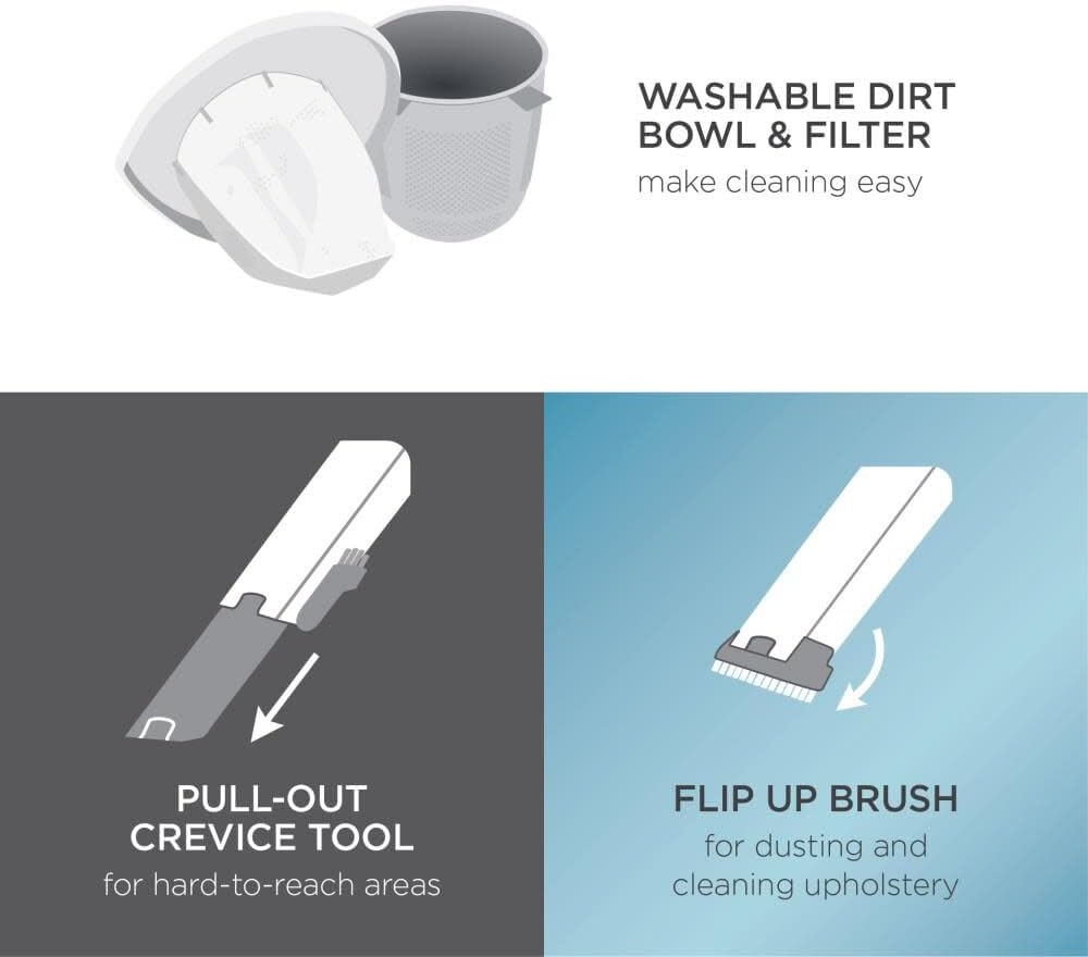 dustbuster AdvancedClean Cordless Handheld Vacuum. Compact Home and Car Vacuum with Crevice Tool (CHV1410L)