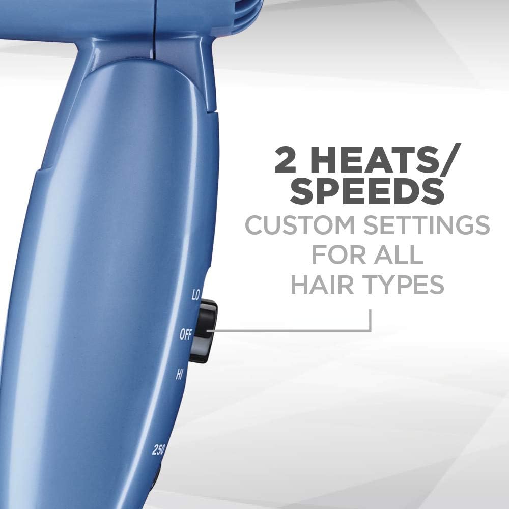 Travel Hair Dryer with Dual Voltage. 1600W Compact Hair Dryer with Folding Handle. Travel Blow Dryer