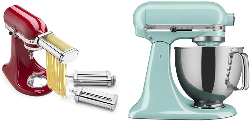 KSMPRA Stand Mixer Attachment Pasta Roller & Cutter. 3-Piece Set. Stainless Steel