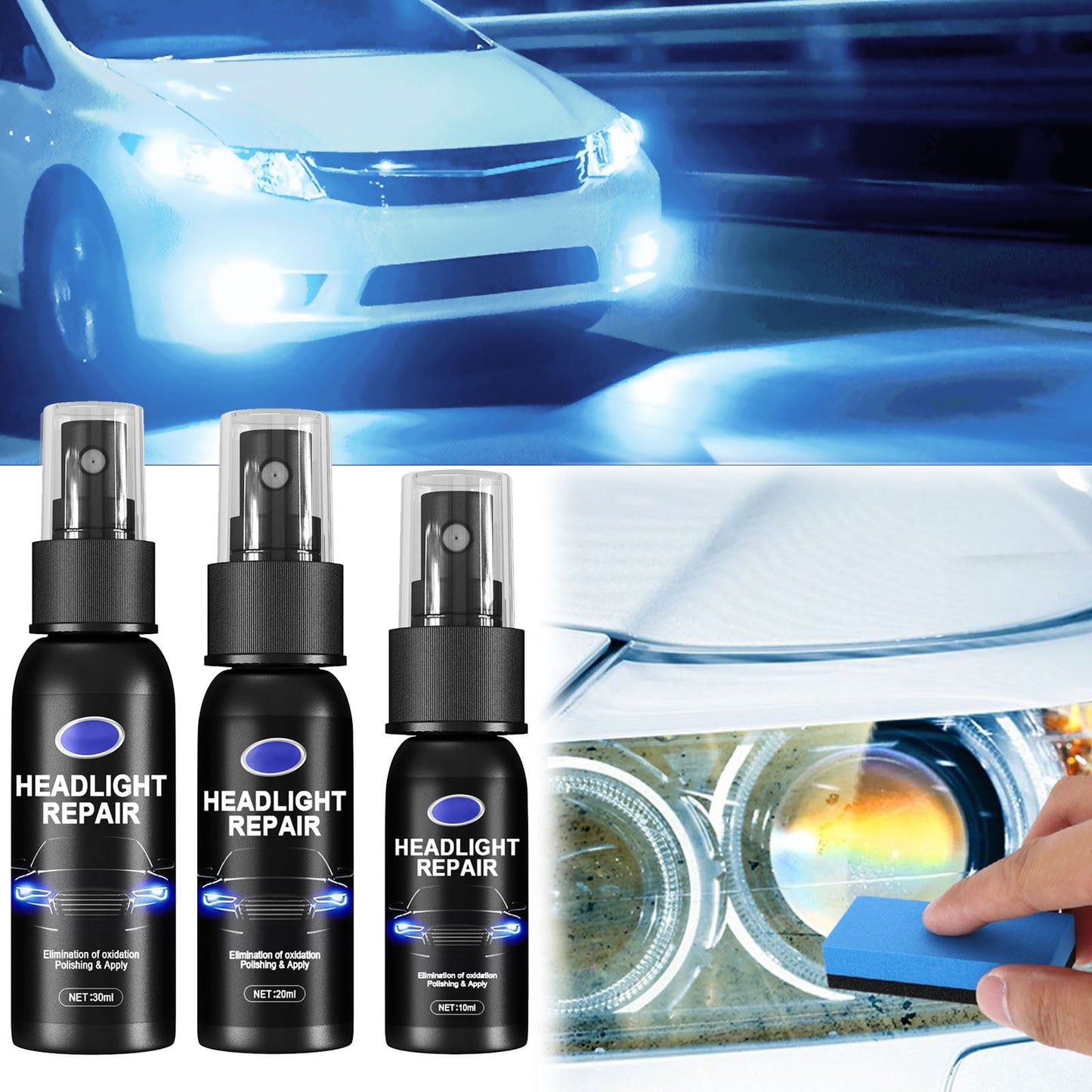 1 Bottle Of Headlight Spray Car Headlight Scratch Agent Polishing Car Headlight Lampshade Headlight Cleaner Headlight Kit Liquid Cleaning10/20/30ML Car Polish Renewals Car Protector for Dogs Window