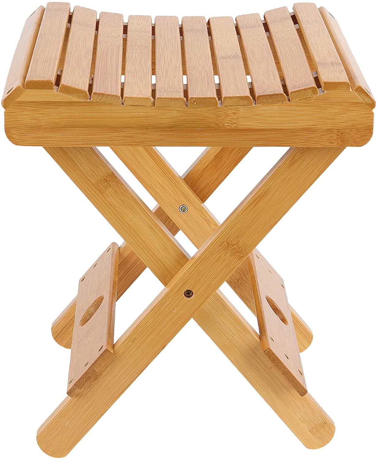ZEONHAK 2 Pack 12 Inch Bamboo Folding Step Stool for Shower, Shaving and Foot Rest, Fishing, Fully Assembled