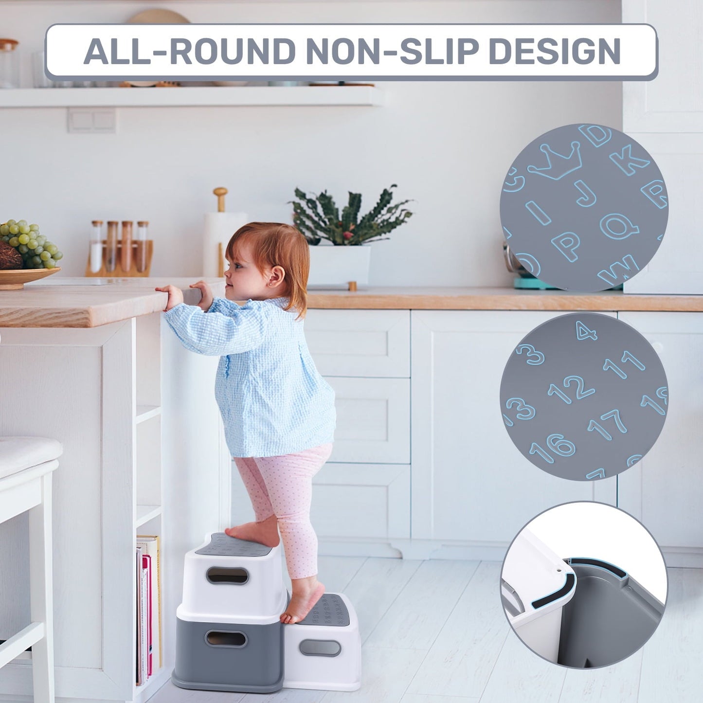 2 Step Stool for Kids, Anti-Slip Bathroom Step Stool Potty Stool for Toilet Potty Training