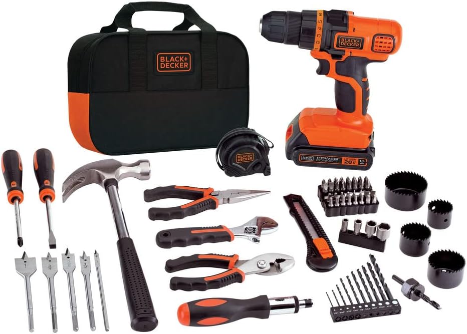 20V MAX 68-Piece Cordless Drill and Home Tool Project Kit with Tool Storage Bag (LDX120PK)