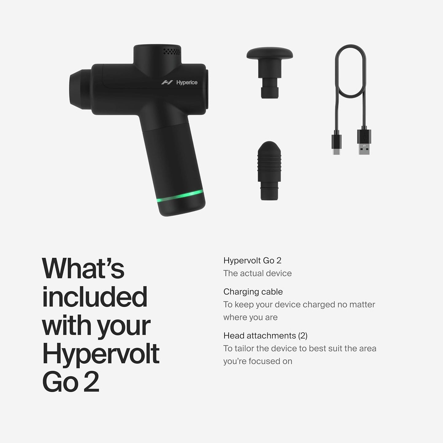 Go 2 - Black - Featuring Quiet Glide Technology - Handheld Percussion Massage Gun - 3 Speeds. 2 Interchangeable Heads - Helps Relieve Sore Muscles and Stiffness - FSA-HSA Eligible