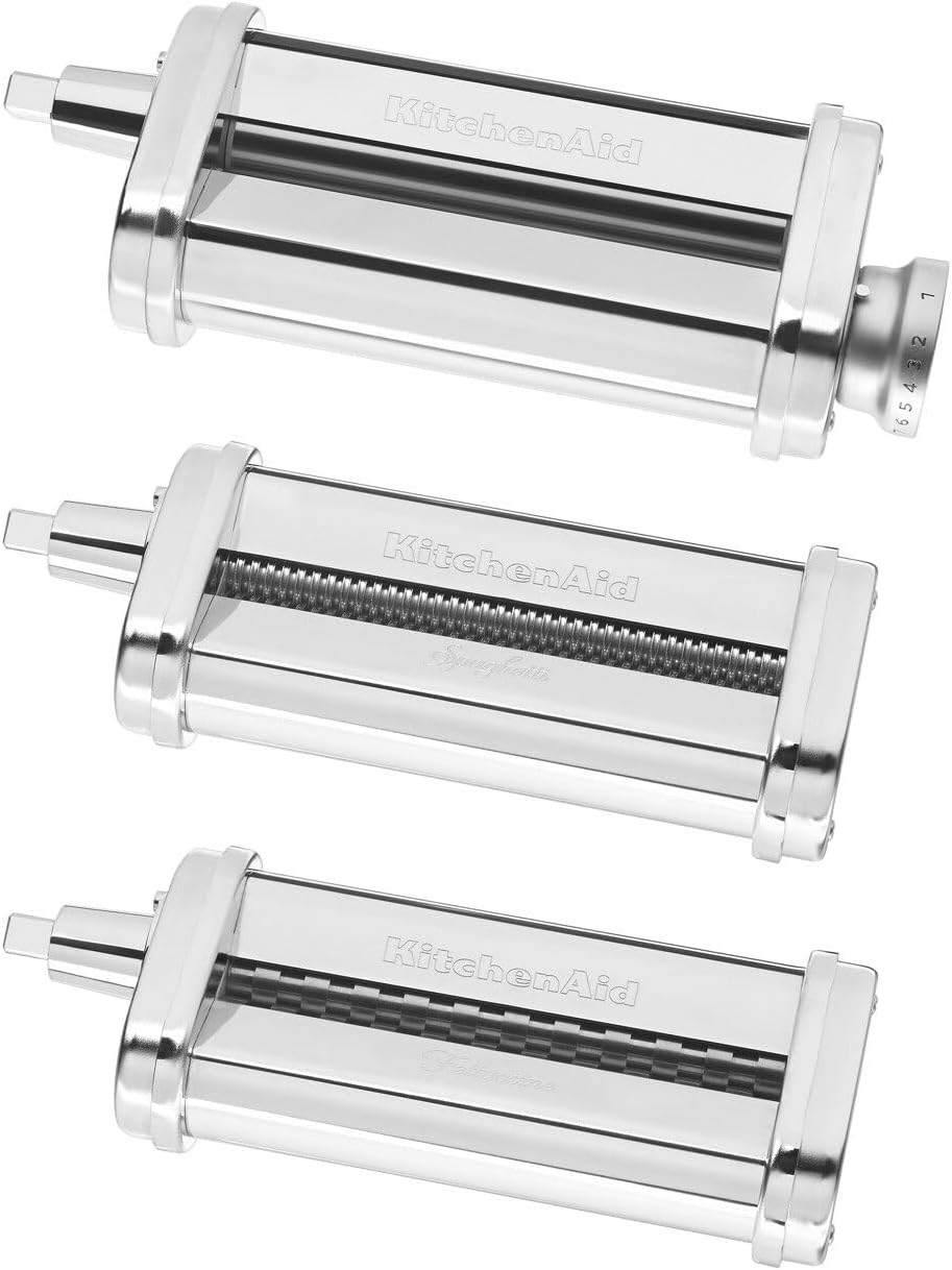 KSMPRA Stand Mixer Attachment Pasta Roller & Cutter. 3-Piece Set. Stainless Steel