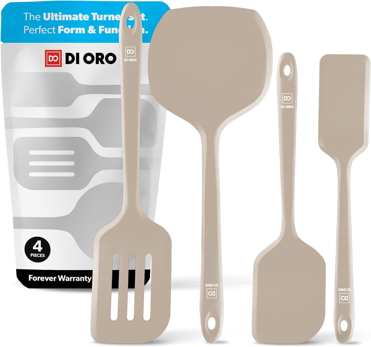 New Silicone Turner Spatula Set - Kitchen Spatulas for Nonstick Cookware - Cooking Utensils for Flipping Eggs & Pancakes - 600°F Heat-Resistant BPA Free Turners - Dishwasher Safe (4pc. Sage)