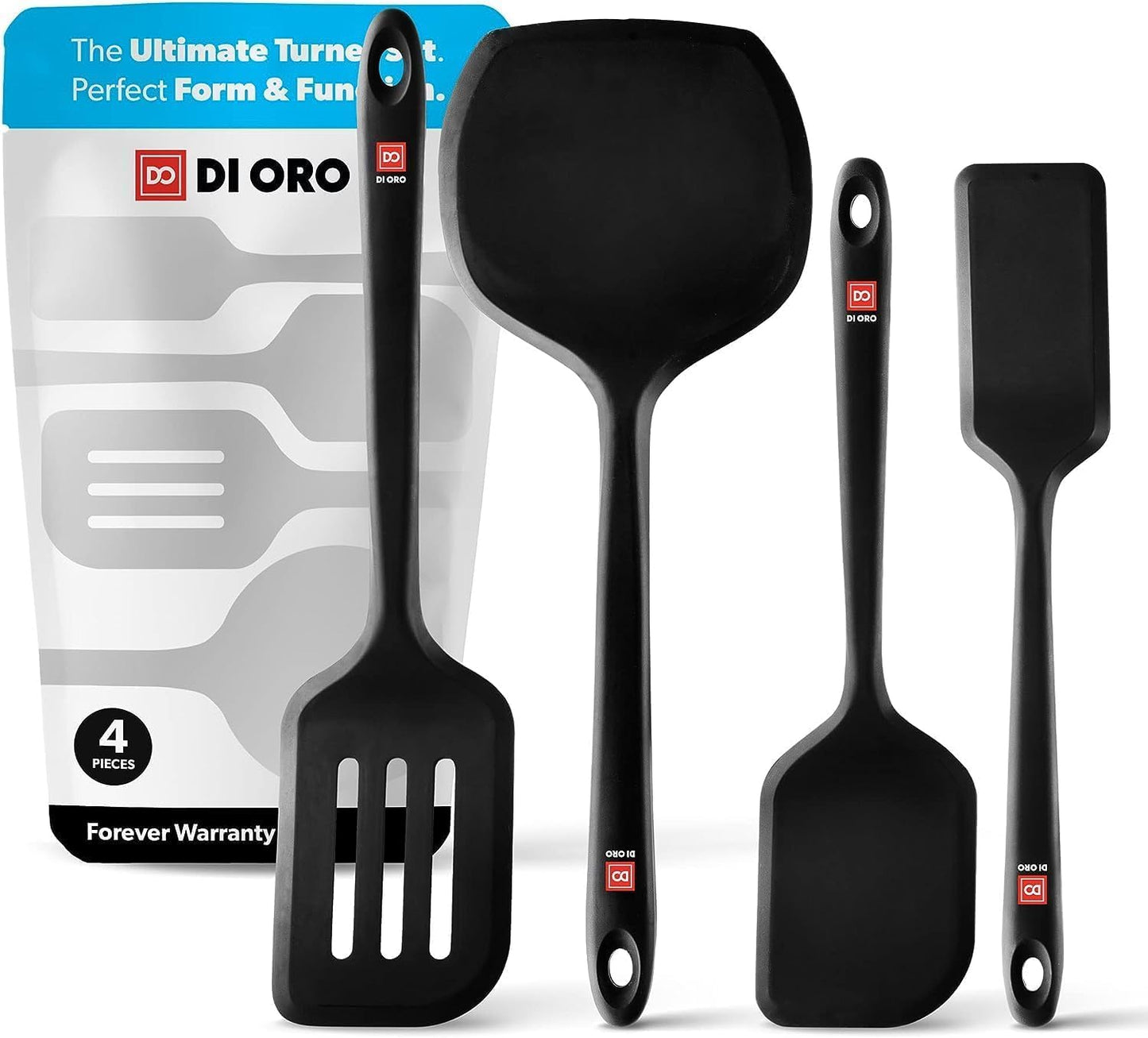 New Silicone Turner Spatula Set - Kitchen Spatulas for Nonstick Cookware - Cooking Utensils for Flipping Eggs & Pancakes - 600°F Heat-Resistant BPA Free Turners - Dishwasher Safe (4pc. Sage)