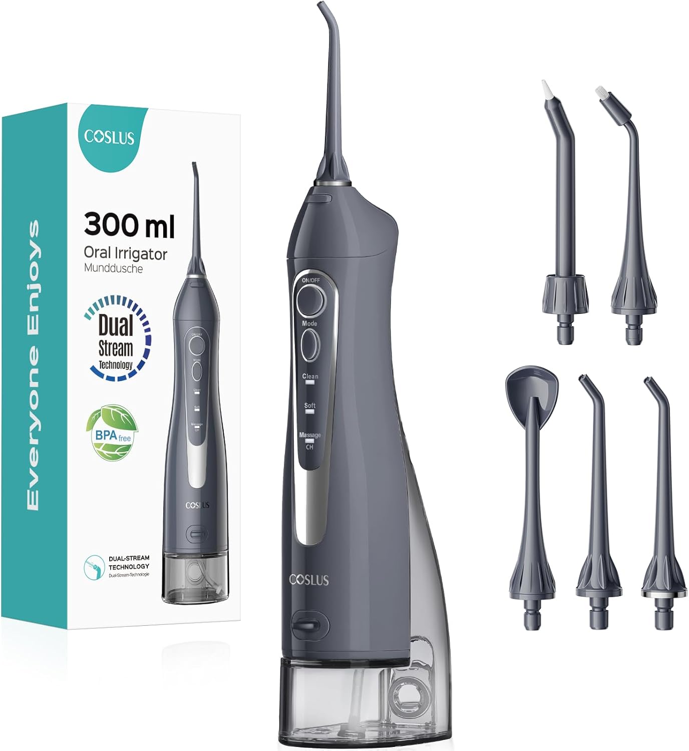 Water Dental Flosser Teeth Pick: Portable Cordless Oral Irrigator 300ML Rechargeable Travel Irrigation Cleaner IPX7 Waterproof Electric Flossing Machine for Teeth Cleaning C20(F5020E) Pink