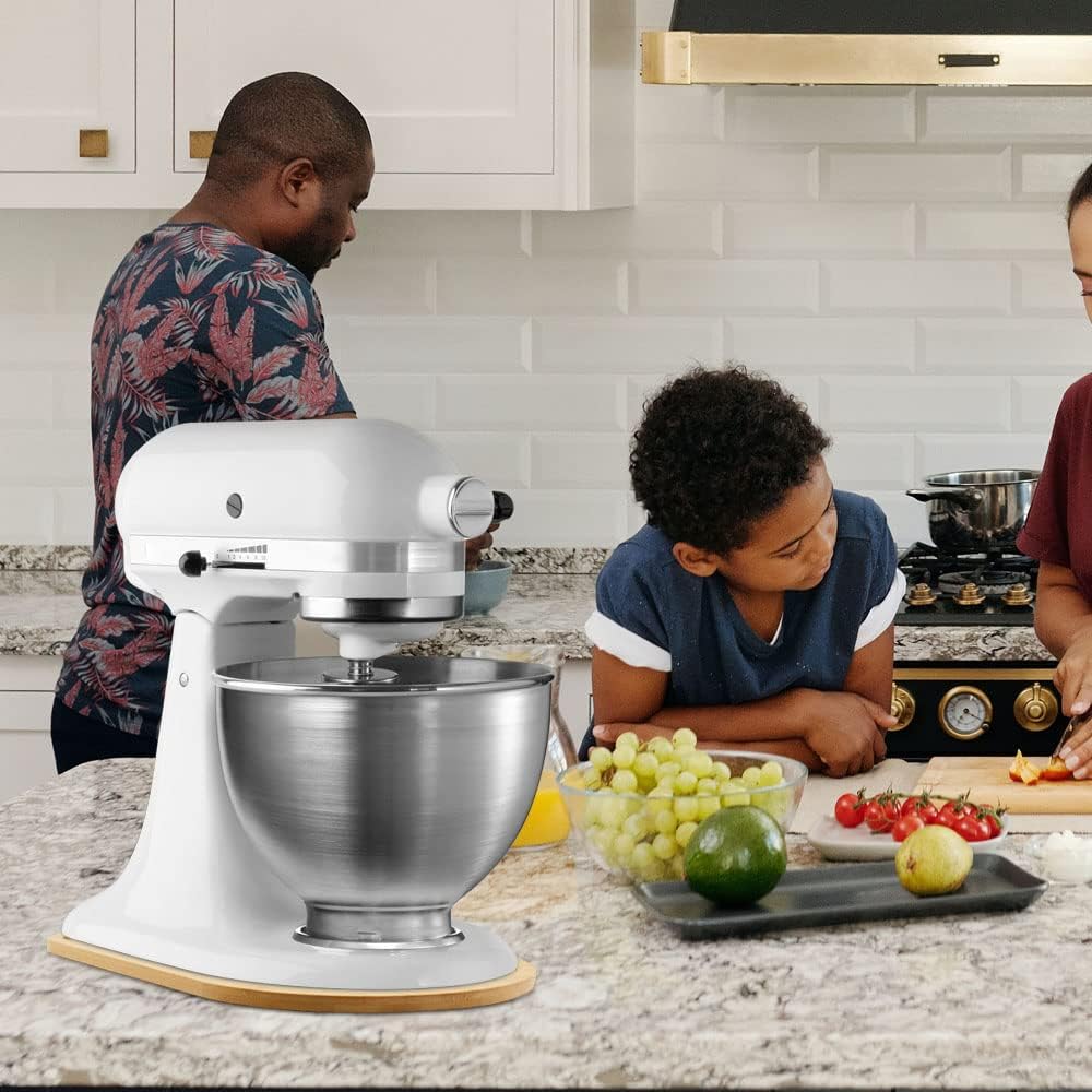 4.5-5 Qt Bamboo Mixer Slider - Appliance Slider for Tilt Head Stand Mixer. Kitchen Countertop Storage Mover Sliding Tray for 4.5-5 Qt