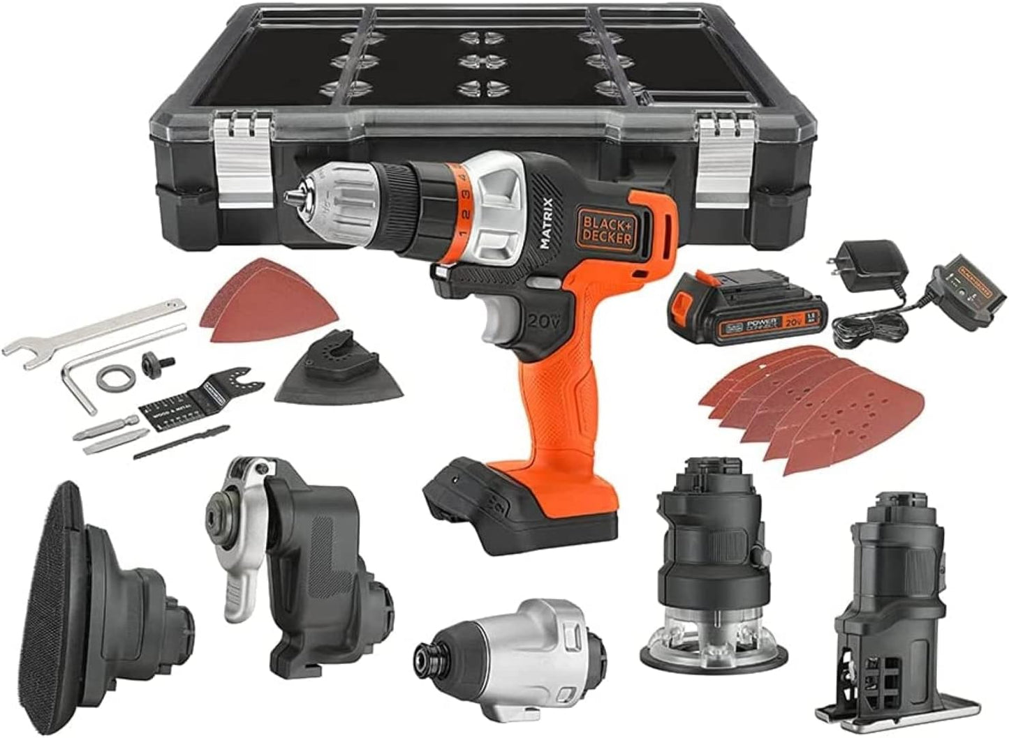 20V MAX MATRIX Drill. Power Tool Combo Kit. 6-Tool Set. Cordless Tool Set (BDCDMT1206KITC)