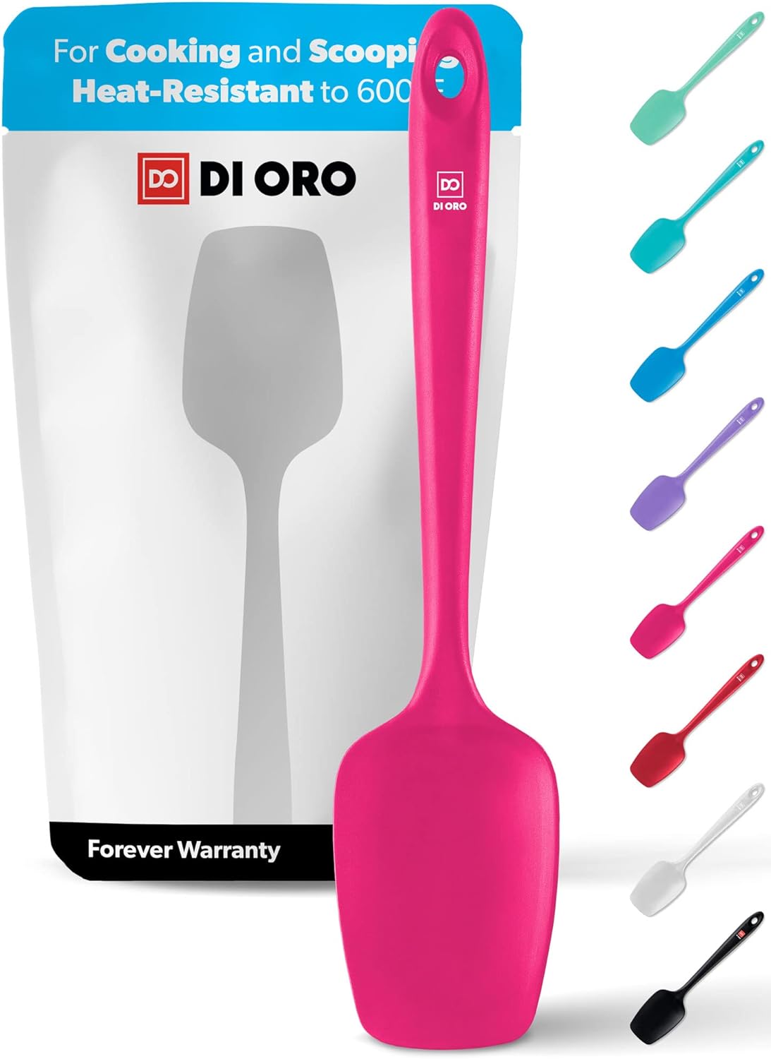 Silicone Spoon Spatula - 600°F Heat-Resistant Large Silicone Spoonula Scraper - BPA Free Nonstick Cookware Safe Rubber Kitchen Utensil for Baking. Cooking. & Mixing - Dishwasher Safe (Red)