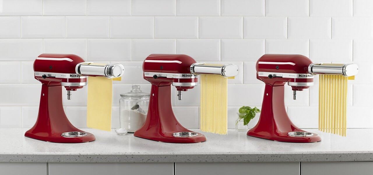 KSMPRA Stand Mixer Attachment Pasta Roller & Cutter. 3-Piece Set. Stainless Steel