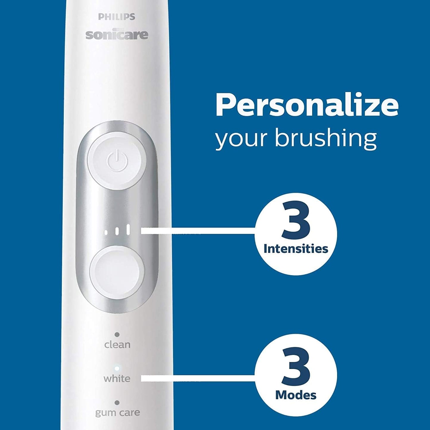 Sonicare ProtectiveClean 6500 Rechargeable Electric Toothbrush. with Pressure Sensor. 3 Cleaning Modes. SmarTimer and QuadPacer. 14-Day Battery Life. Charging Travel Case. White. HX6462/05