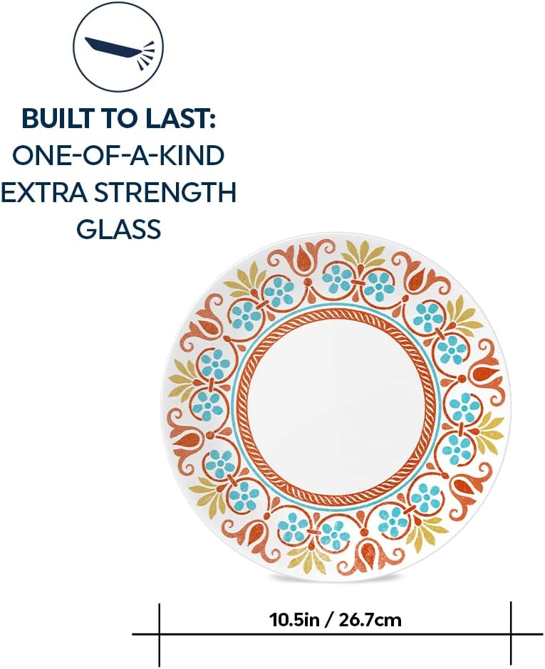 Global Collection Vitrelle Dinner Plates Set. Triple Layer Recycled Glass. Lightweight Eco-Friendly 10-1/4-In Plates Set. Terracotta Dreams (Pack of 6)