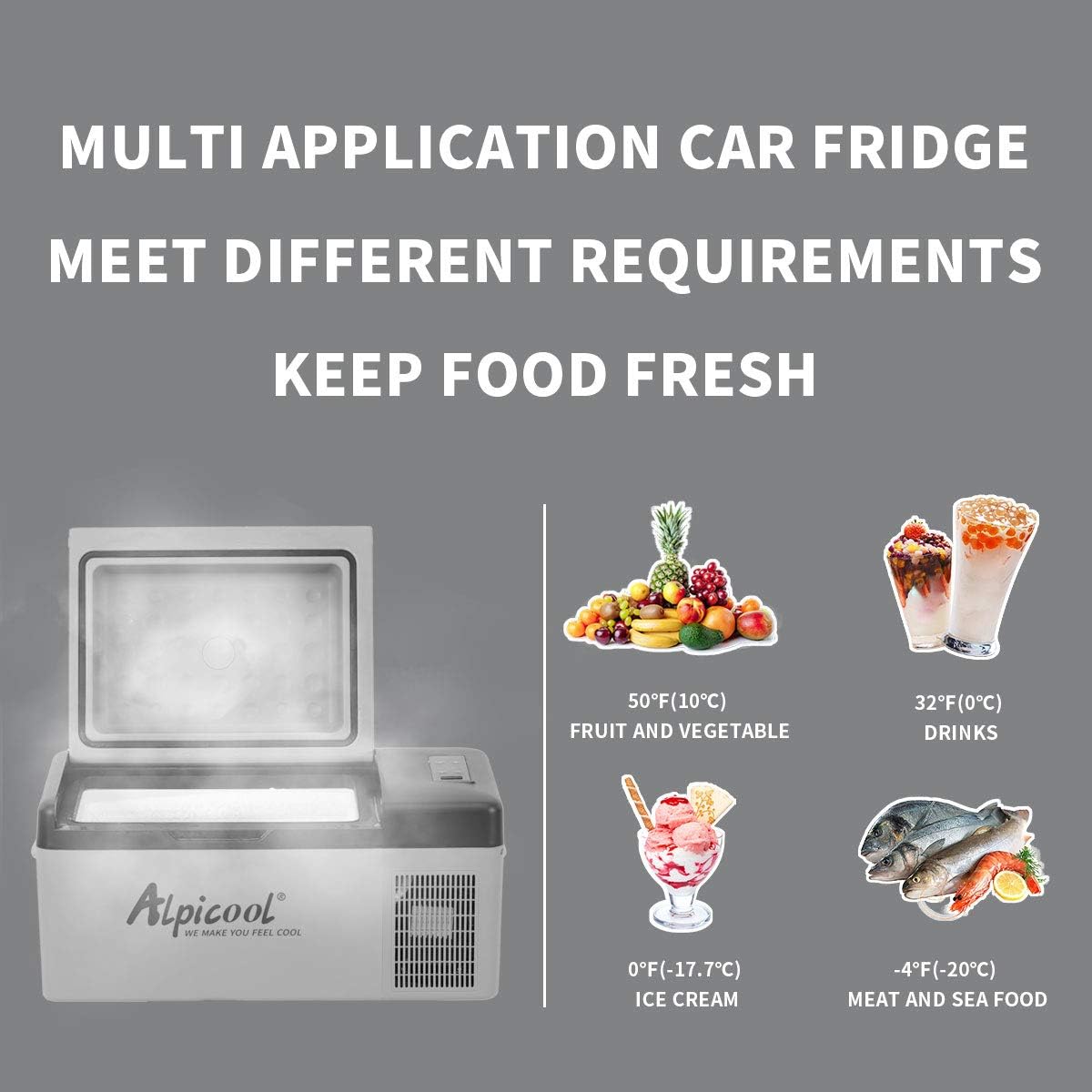 C15 Portable Car Freezer.12 Volt Refrigerator. 16 Quart (15 Liter) Fast Cooling 12V Car Fridge -4℉~68℉. Car Cooler. 12/24V DC and 100-240V AC for Outdoor. Camping. RV. Truck. Boat
