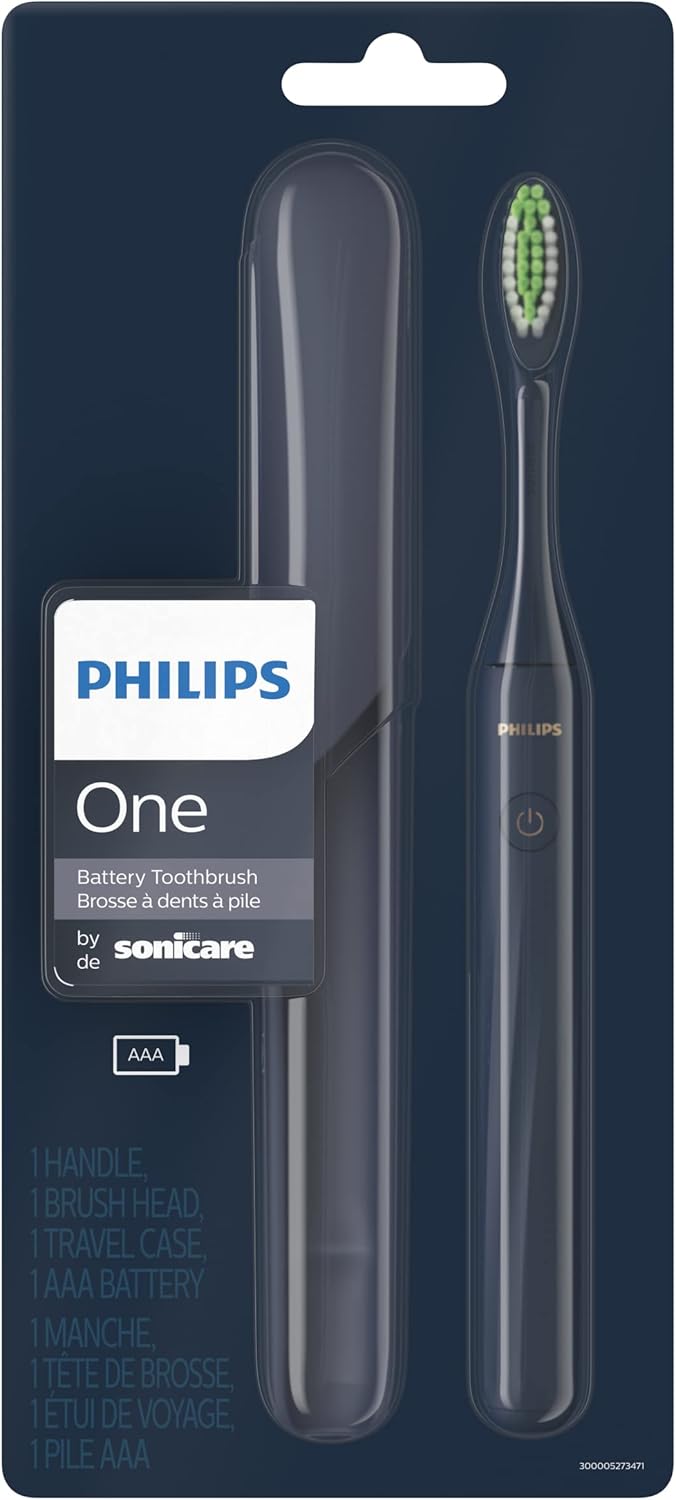 One by Sonicare Battery Toothbrush. Brush Head Bundle. Midnight Blue. BD1002/AZ