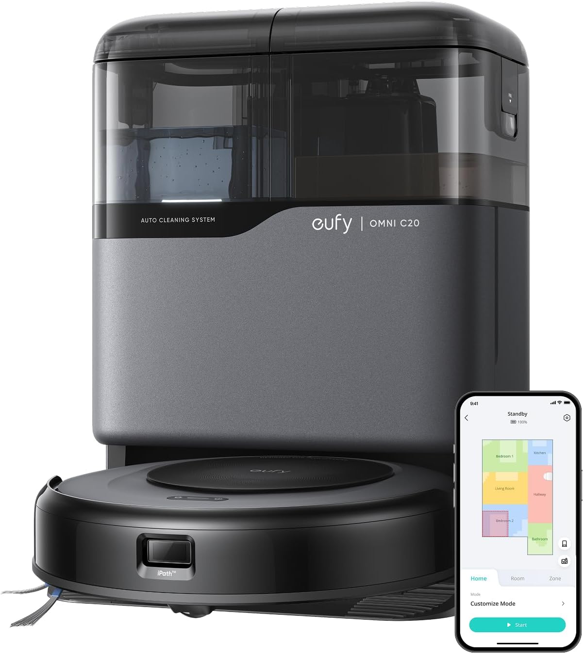 C10 with Self Emptying Station. Up to 60 Days Hands Free Cleaning. Edge Expansion Brush. 2.85-Inch Ultra-Slim Body. Smart Mapping. Point Laser and Multi-Infrared Navigation