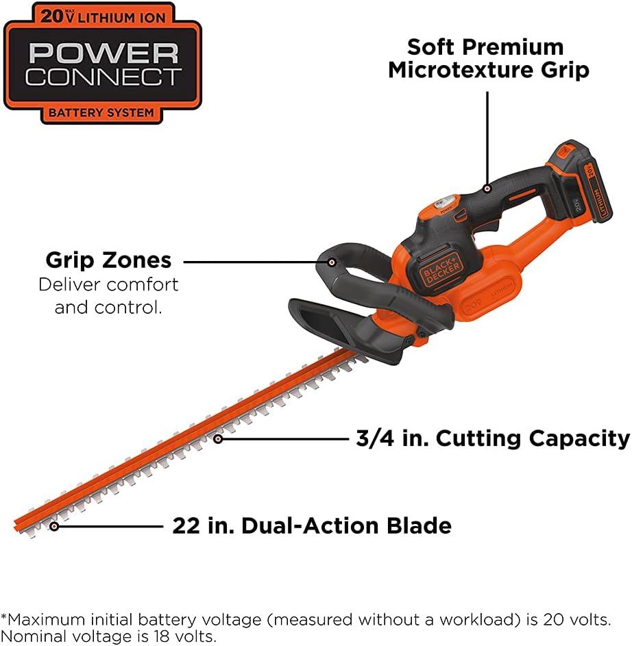 20V MAX Cordless Hedge Trimmer with Power Command Powercut. 22-Inch (LHT321FF)