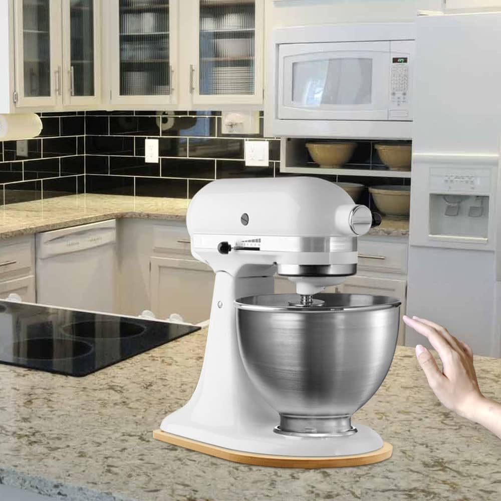 4.5-5 Qt Bamboo Mixer Slider - Appliance Slider for Tilt Head Stand Mixer. Kitchen Countertop Storage Mover Sliding Tray for 4.5-5 Qt