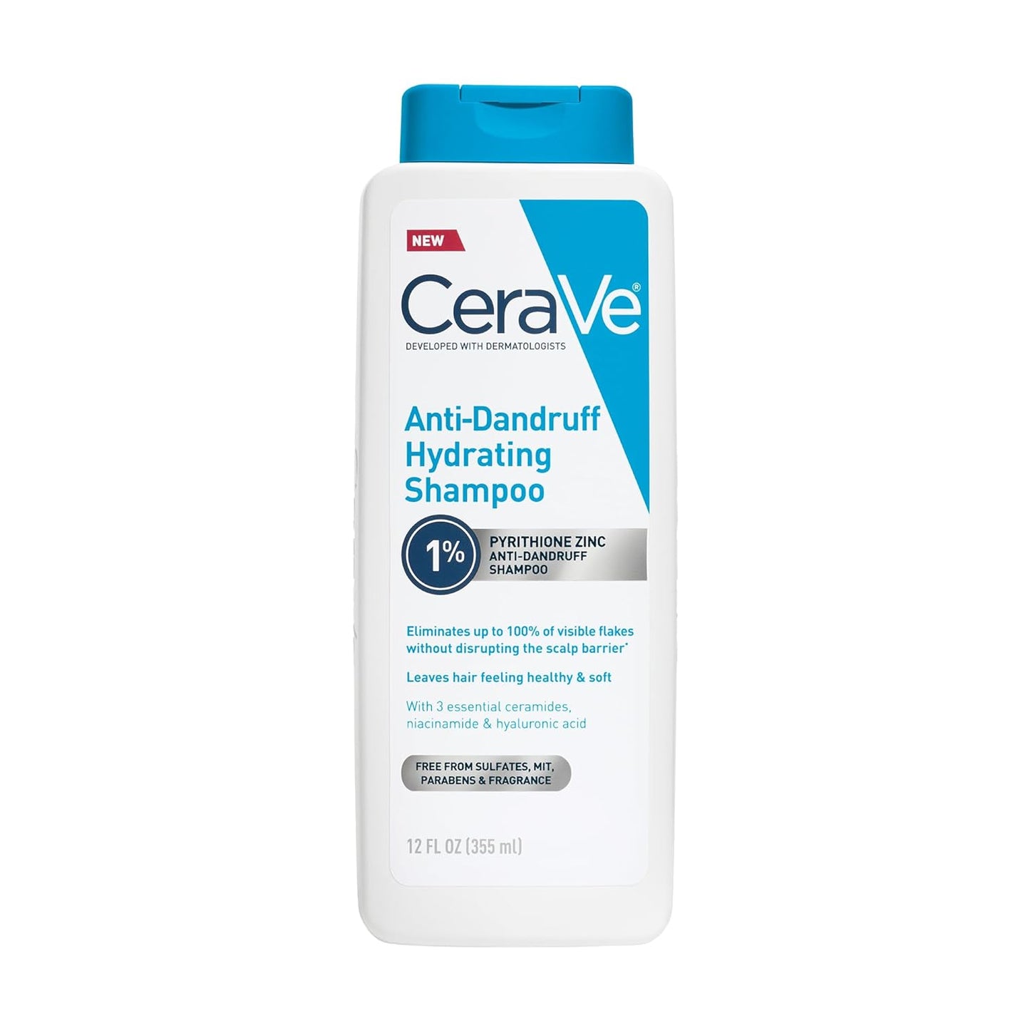 Hydrating Anti Dandruff Shampoo. 1% Pyrithione Zinc Dandruff Treatment With Ceramides. Niacinamide & Hyaluronic Acid. Helps Eliminate Flakes & Provides Itchy Scalp Relief. Sulfate Free. 12 Oz