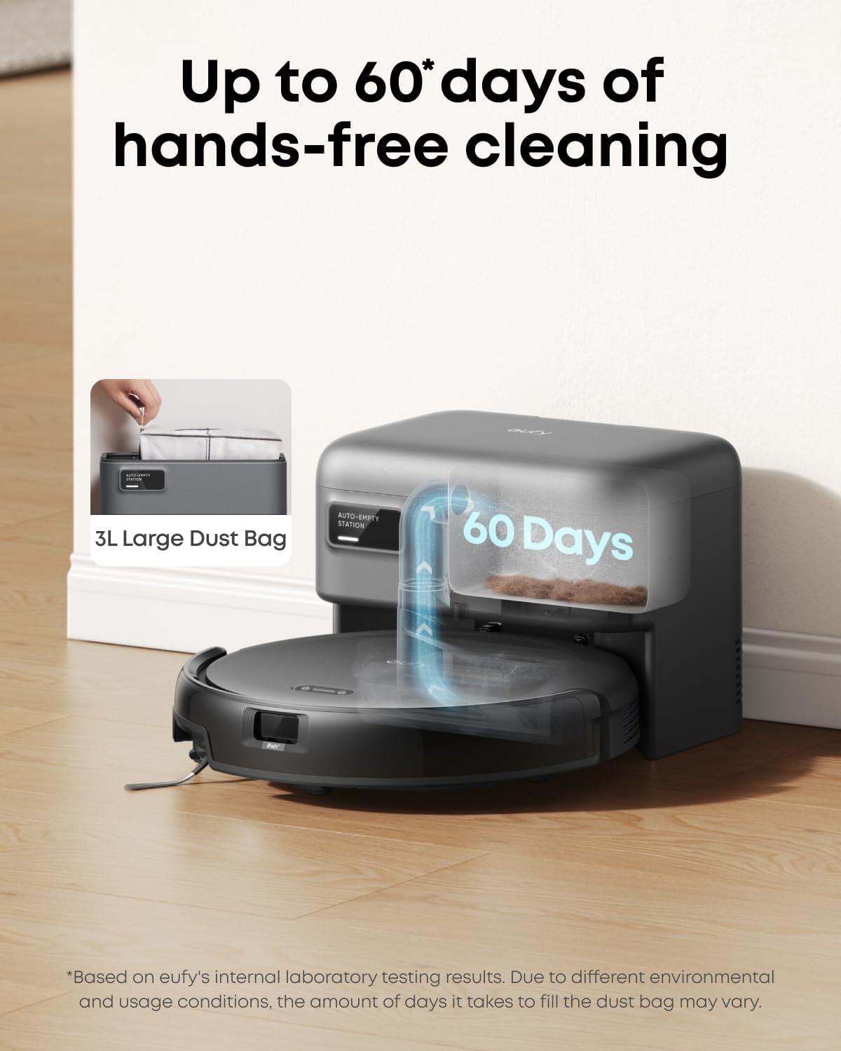 C10 with Self Emptying Station. Up to 60 Days Hands Free Cleaning. Edge Expansion Brush. 2.85-Inch Ultra-Slim Body. Smart Mapping. Point Laser and Multi-Infrared Navigation