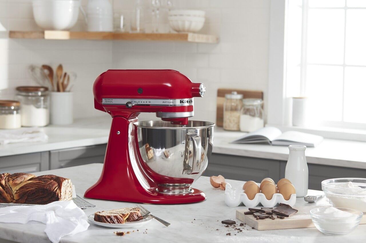 KSM150PSER Artisan Tilt-Head Stand Mixer with Pouring Shield. 5-Quart. Empire Red