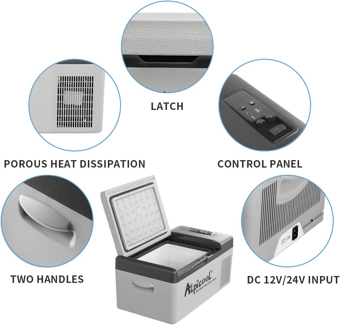 C15 Portable Car Freezer.12 Volt Refrigerator. 16 Quart (15 Liter) Fast Cooling 12V Car Fridge -4℉~68℉. Car Cooler. 12/24V DC and 100-240V AC for Outdoor. Camping. RV. Truck. Boat