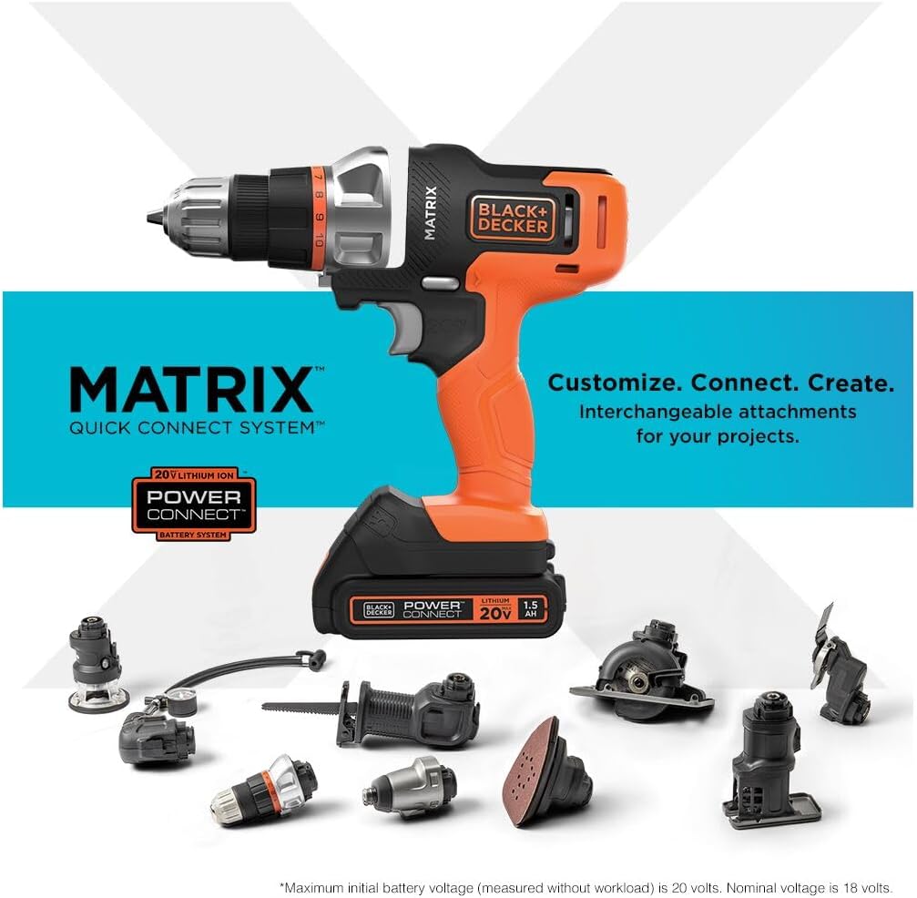 20V MAX MATRIX Drill. Power Tool Combo Kit. 6-Tool Set. Cordless Tool Set (BDCDMT1206KITC)
