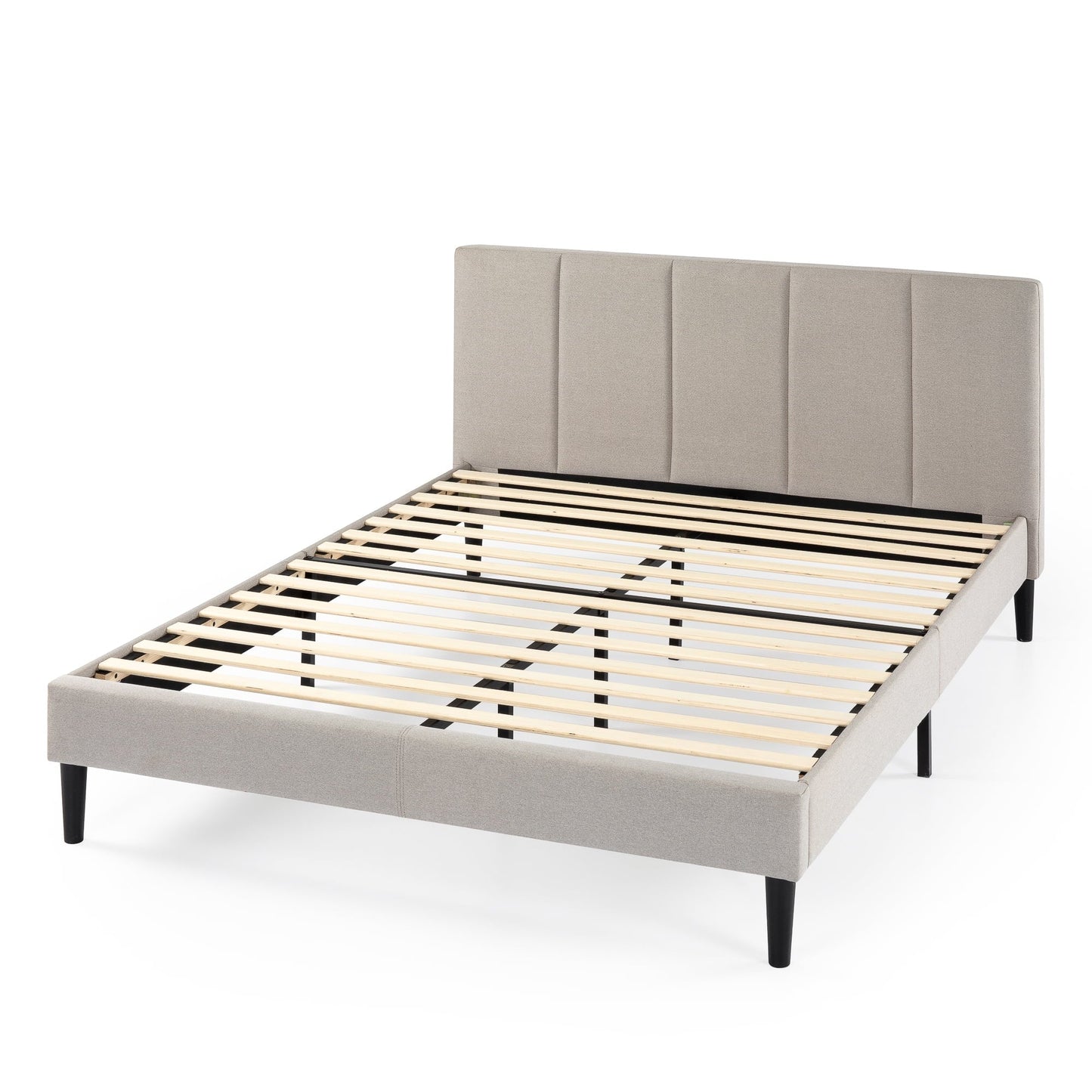 Zinus Maddon 35" Upholstered Platform Bed Frame, Beige, Queen