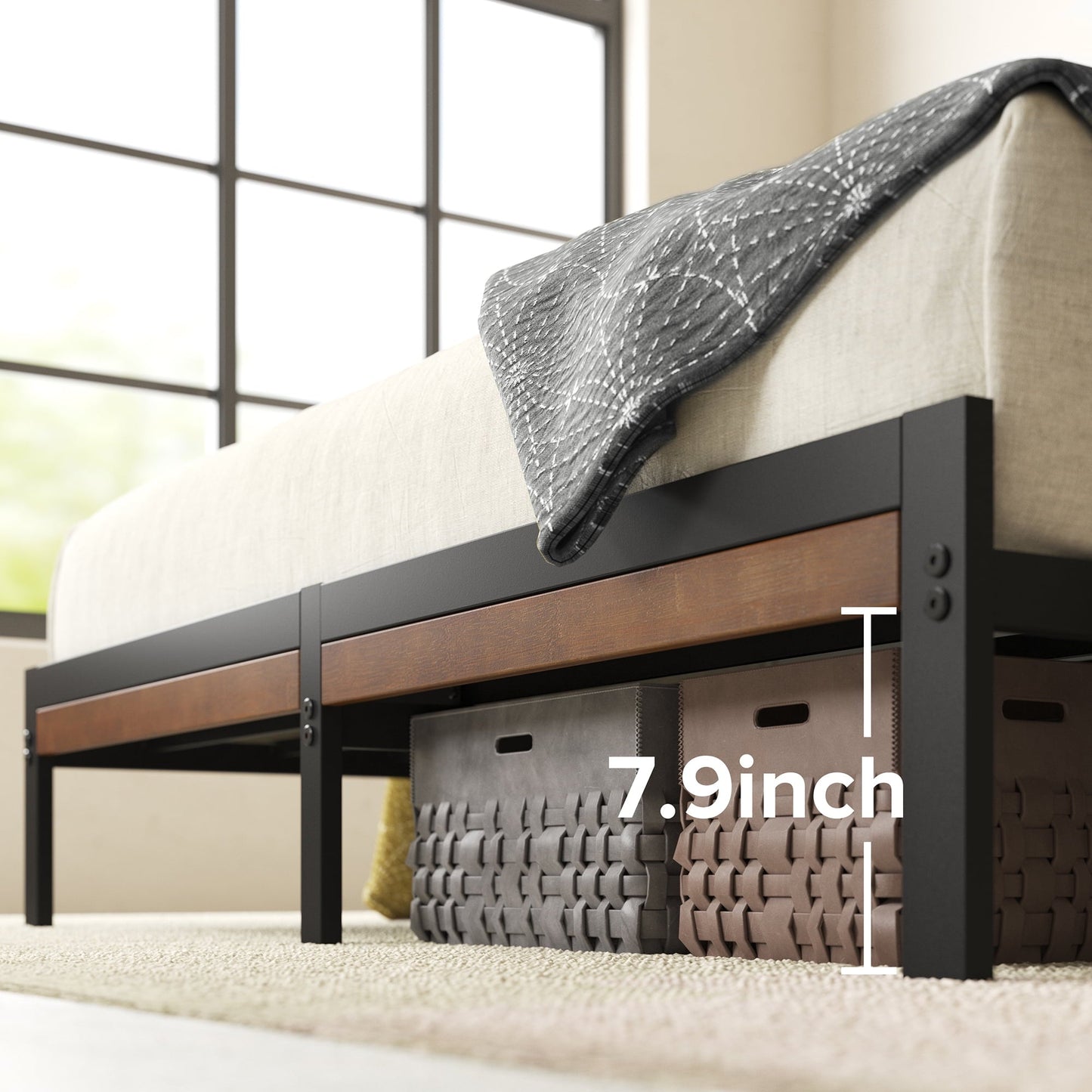 Zinus 35" Kai Bamboo and Metal Platform Bed Frame, King