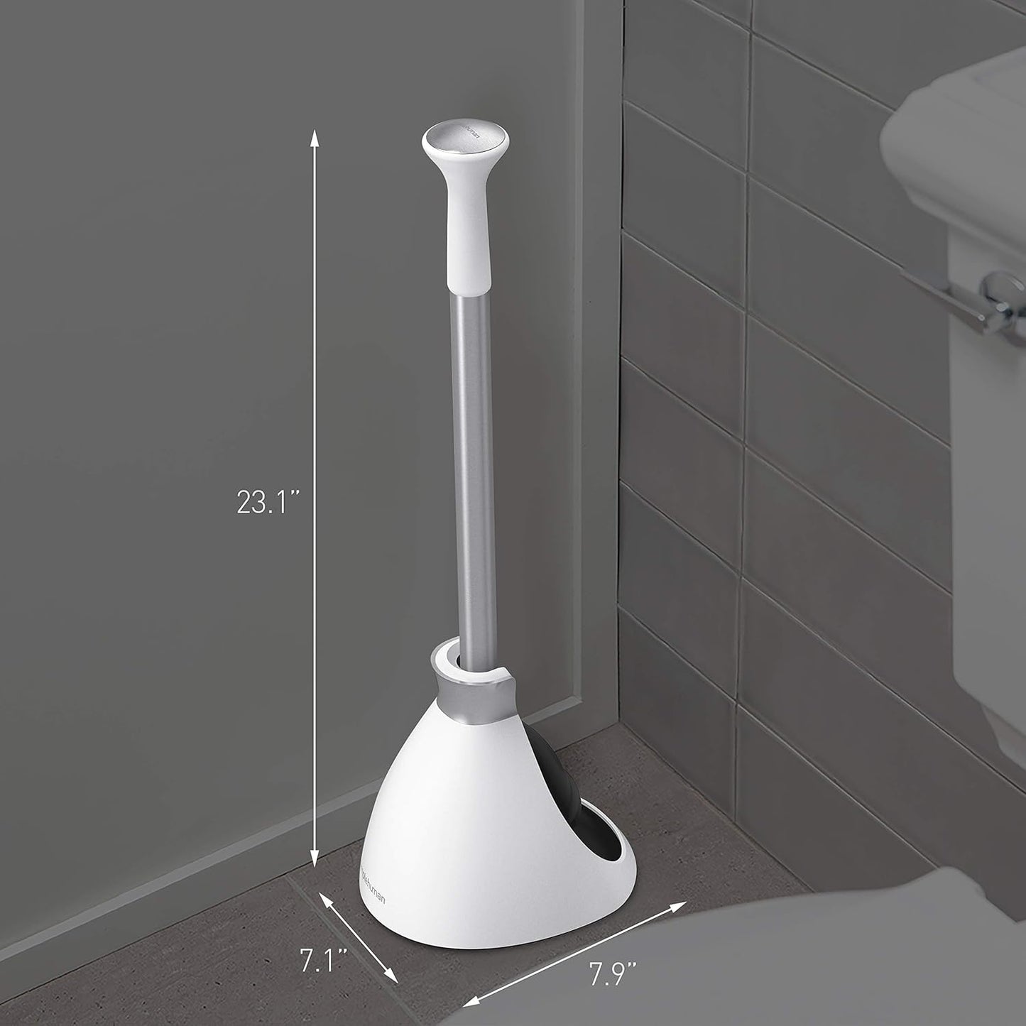 Toilet Plunger and Caddy Stainless Steel. Black