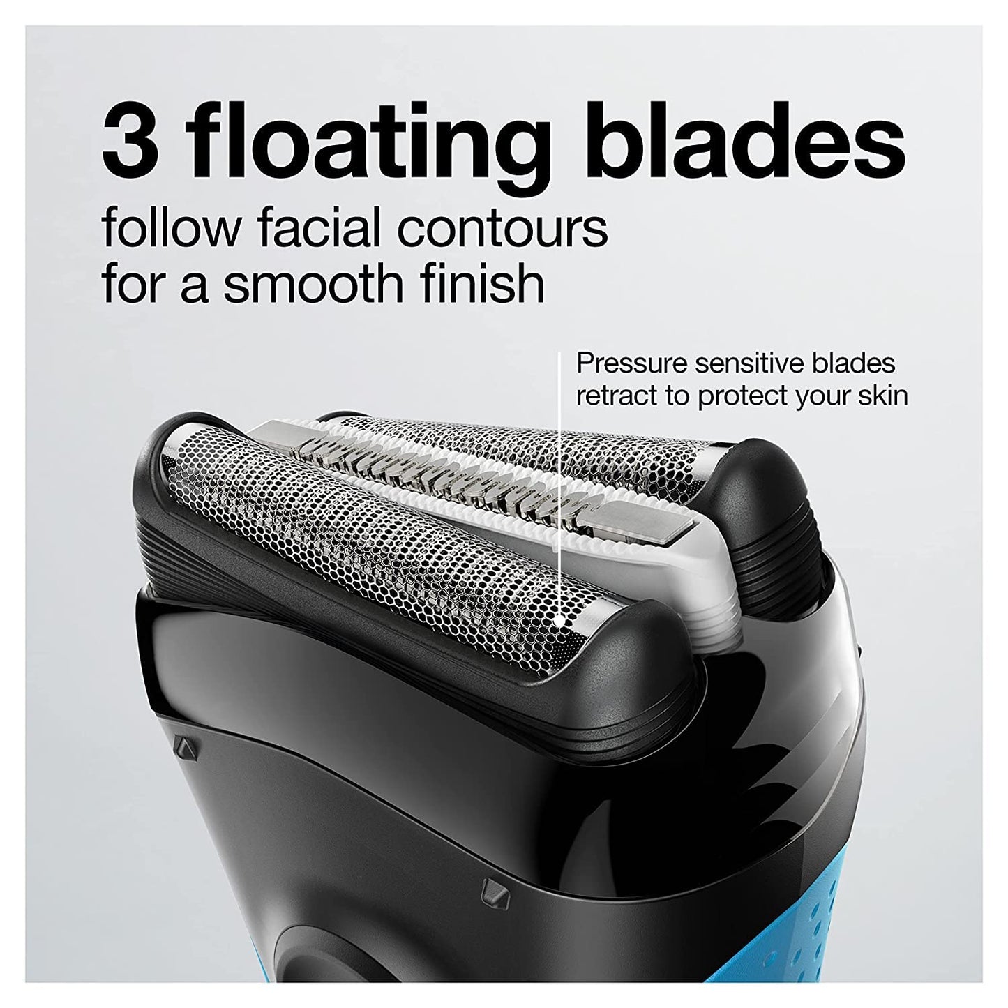 3 Razor with Precision Trimmer. Rechargeable. Wet & Dry Foil Shaver for Men. Blue/Black. 4 Piece