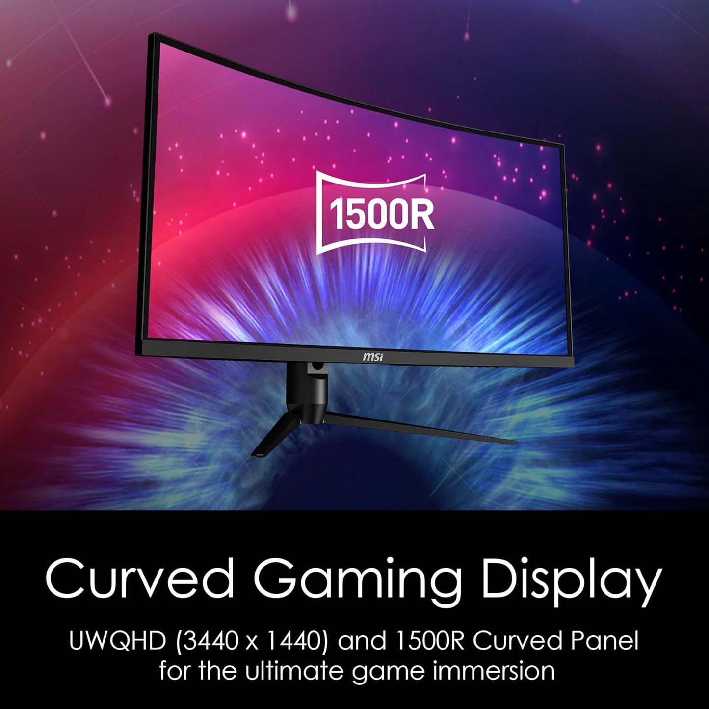 Optix MAG342CQR 1500R Curvature 21:9 Aspect Ratio Narrow Bezel 1ms 3440 x 1440 (UWQHD) 144Hz Refresh Rate Tilt/Swivel/Height/Pivot Adjustment 34 AMD Freesync Gaming Curved Monitor. Black