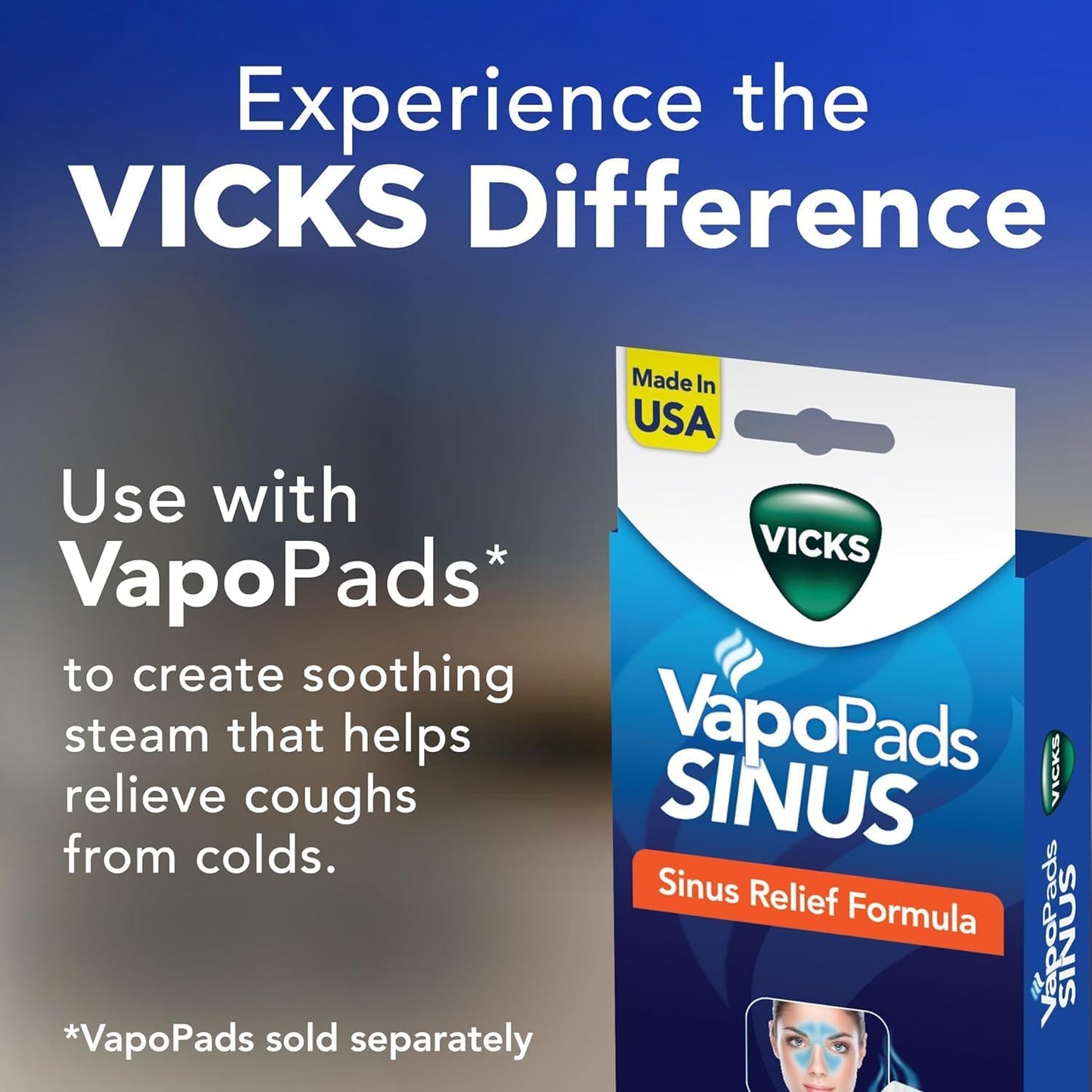 Sinus Inhaler - Non-Medicated Steam Relief for Allergies, Congestion, Coughs and Colds, Face Steamer, Soothes Nasal and Throat Passages, Use with VapoPads (1 Included), FSA and HSA Eligible