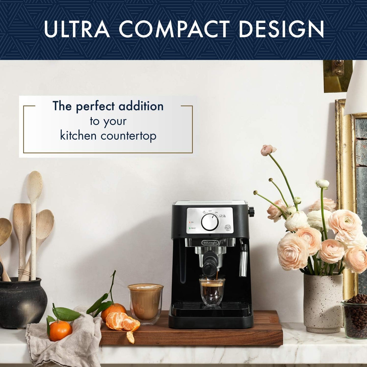 Stilosa Manual Espresso Machine. Latte & Cappuccino Maker. 15 Bar Pump Pressure + Milk Frother Steam Wand. Black / Stainless. EC260BK. 13.5 x 8.07 x 11.22 inches