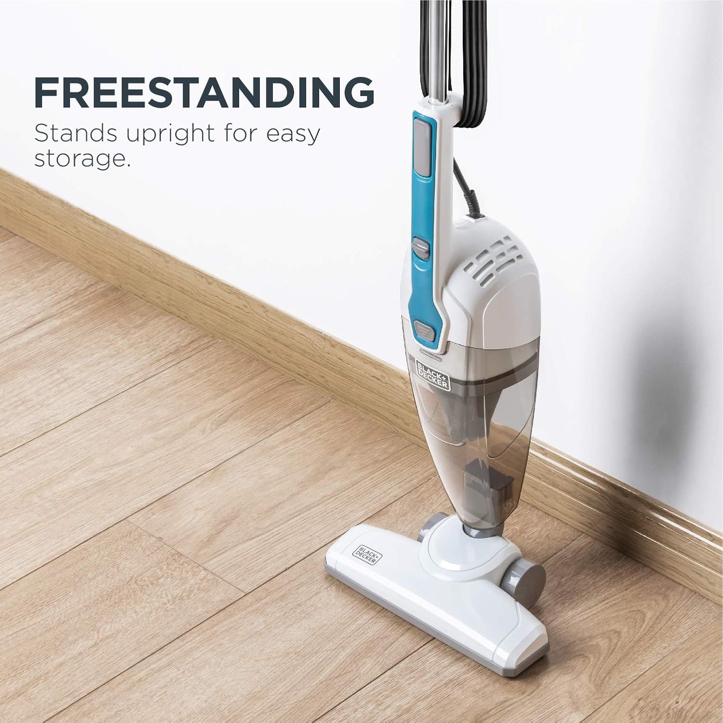 BDST1609 3-in-1 Corded Lightweight Handheld Cleaner & Stick Vacuum Cleaner. White with Aqua Blue