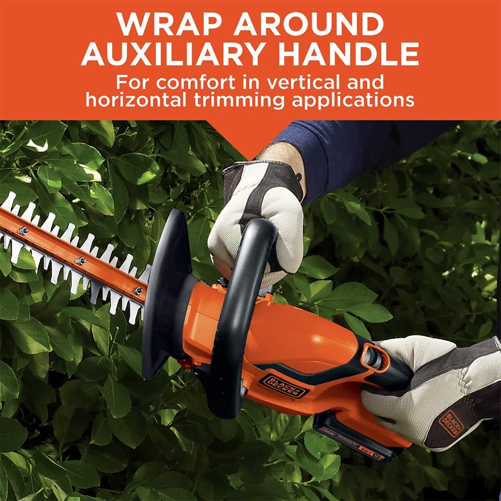 20V MAX Cordless Hedge Trimmer. 22 Inch Steel Blade. Reduced Vibration. Battery and Charger Included (LHT2220)