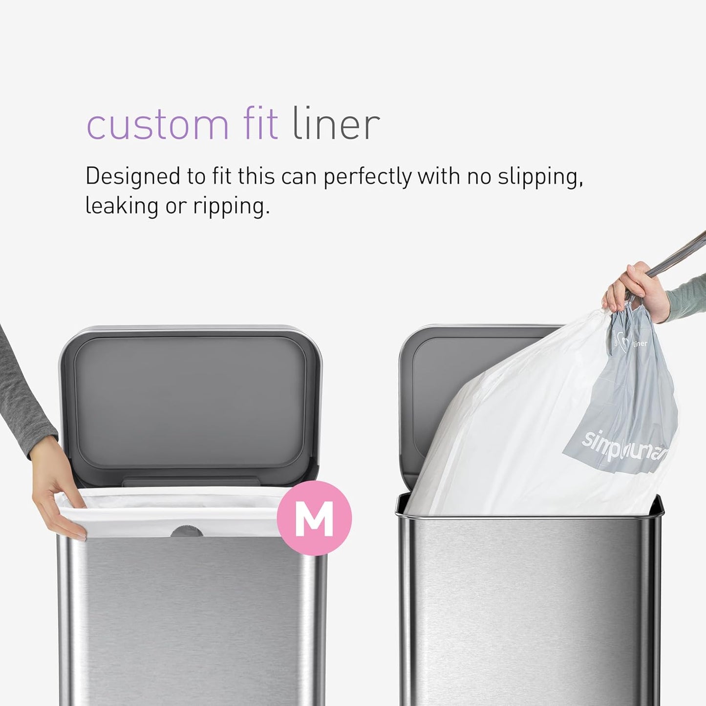 45 Liter / 12 Gallon Rectangular Hands-Free Kitchen Step Trash Can with Soft-Close Lid. Brushed Stainless Steel